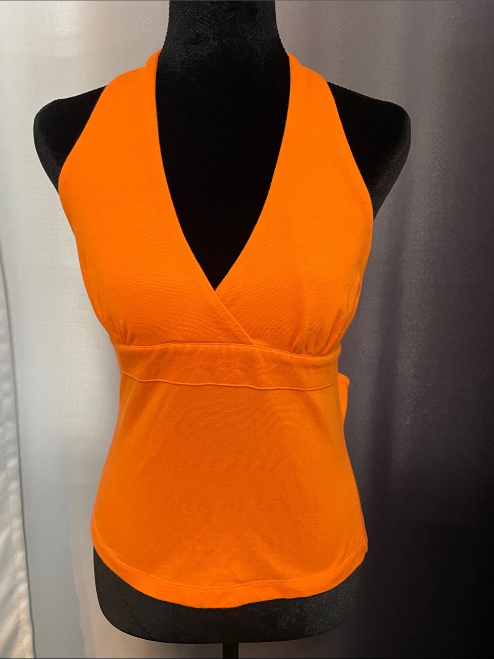 Orange Halter V-Neck Tank